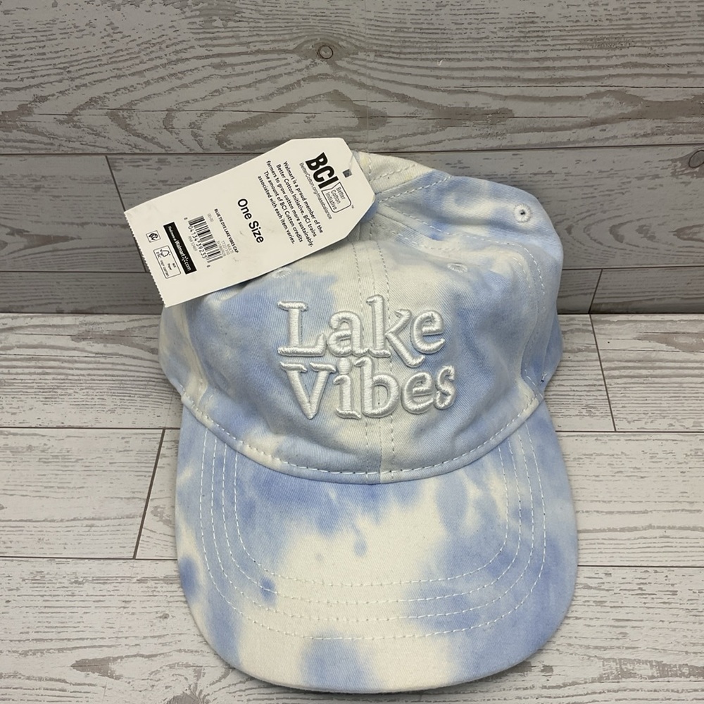 Lake Vibes Blue Tie-Dye Baseball Cap - Light Blue & White - Picture 2 of 5